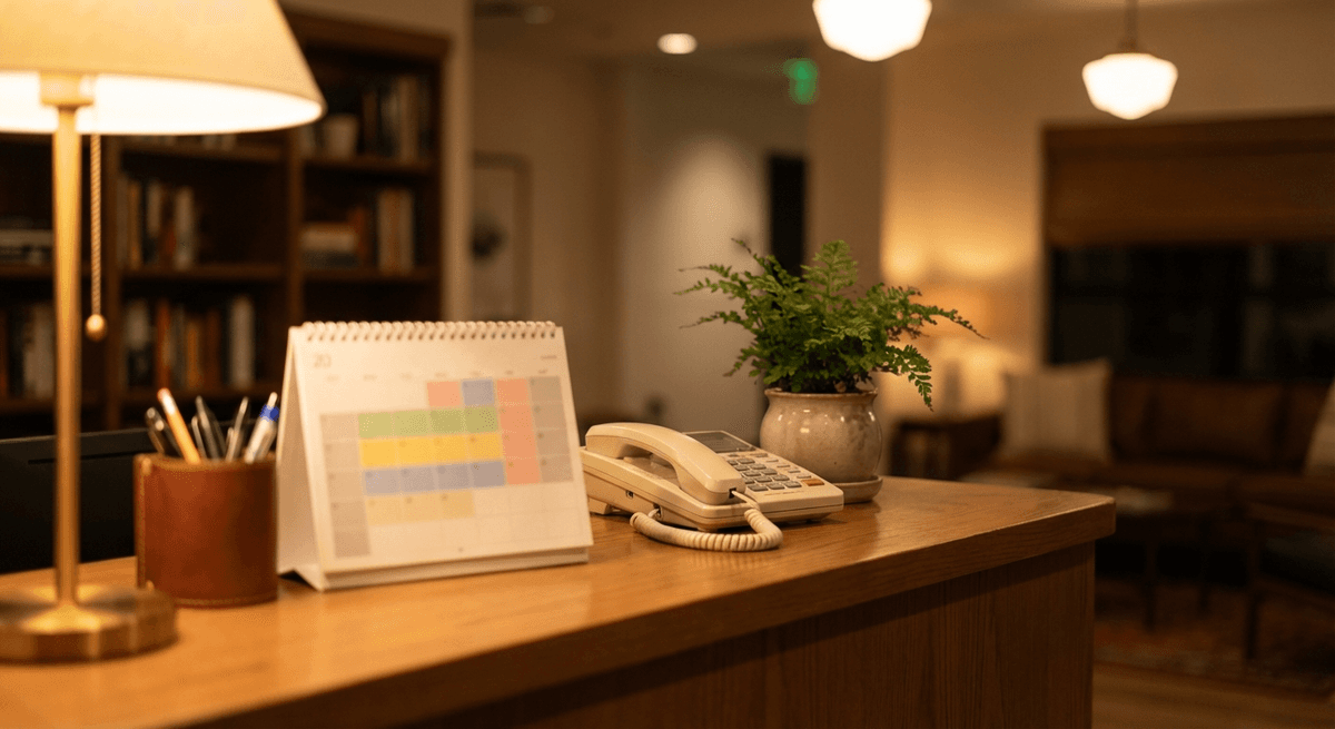 Calendar showing appointments booked by chatbot