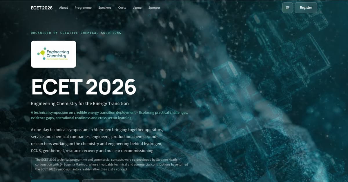 Creative Chemical Solutions: A Complete Event Website Built in Seven Days