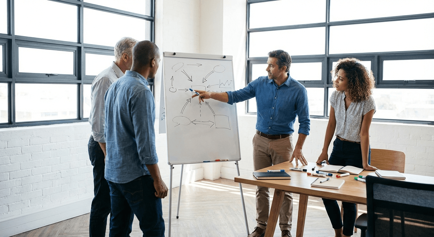 Business team using conversational marketing chatbot for lead generation