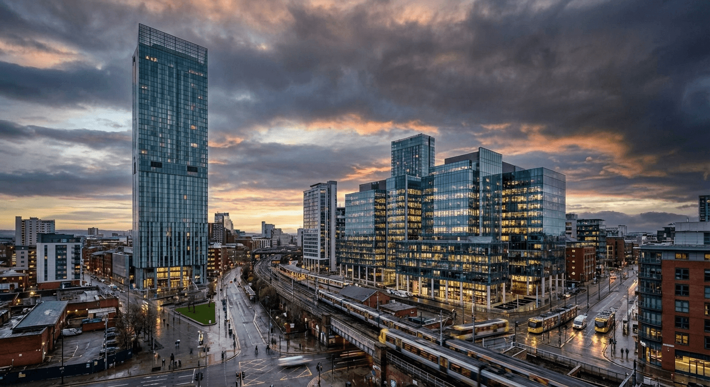 Manchester cityscape with modern architecture - manchester web design agency