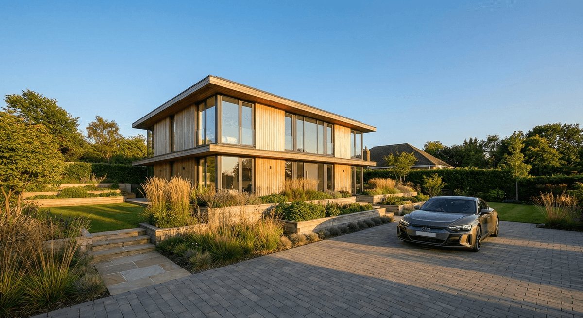 Modern property with real estate chatbot interface