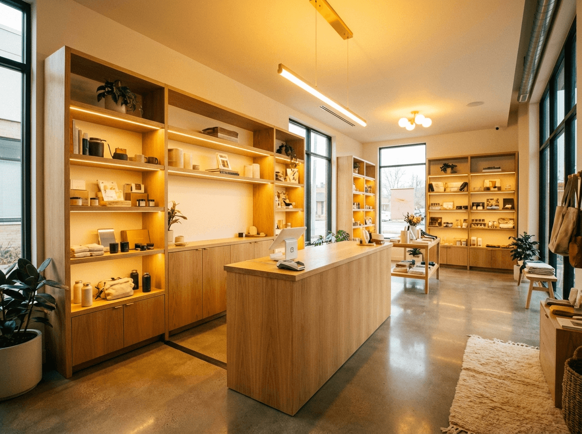 Retail automation in modern store with POS and inventory systems